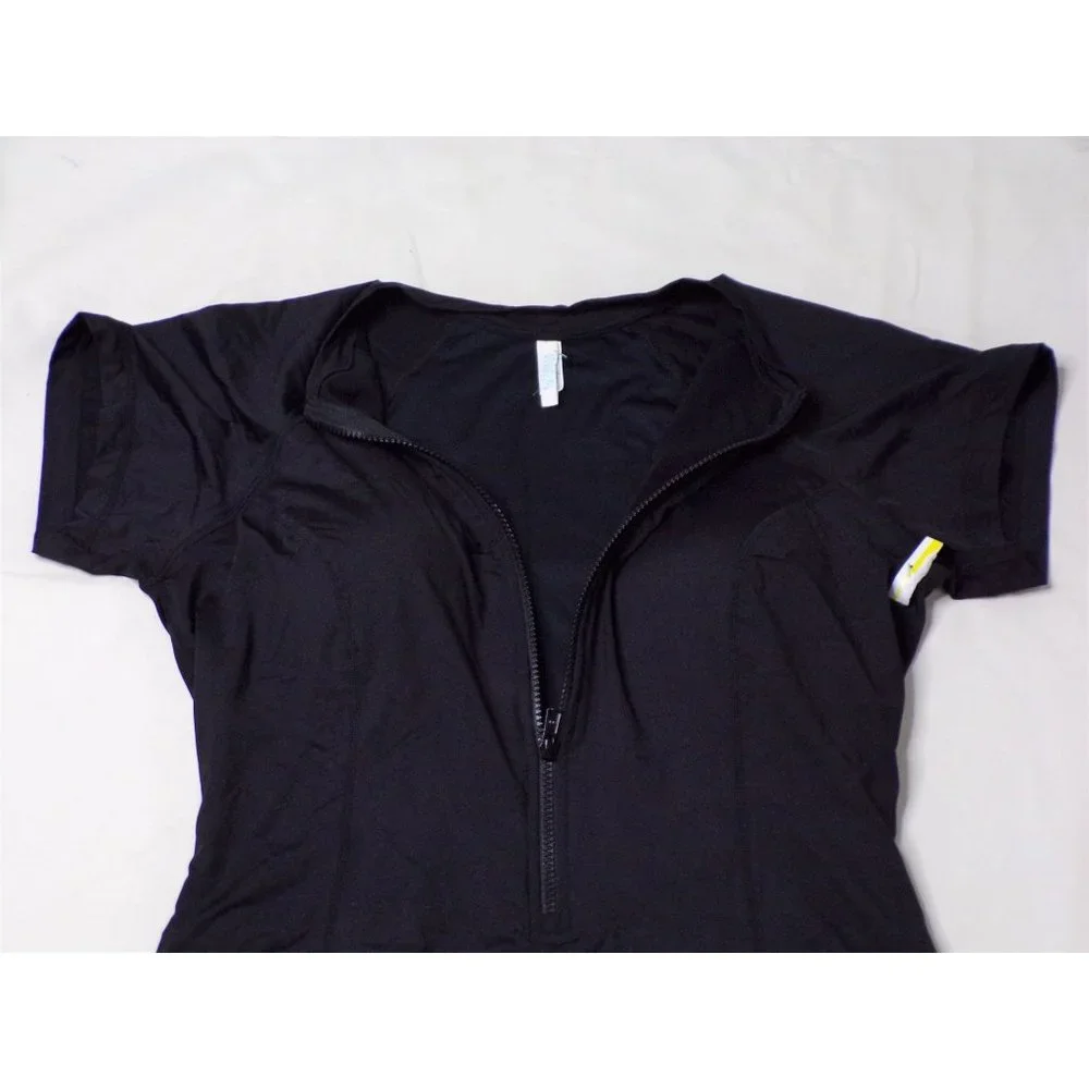 SEA LEVEL Short Sleeve Multifit Zip Front Swimsuit Black 12 NEW - Picture 6 of 8